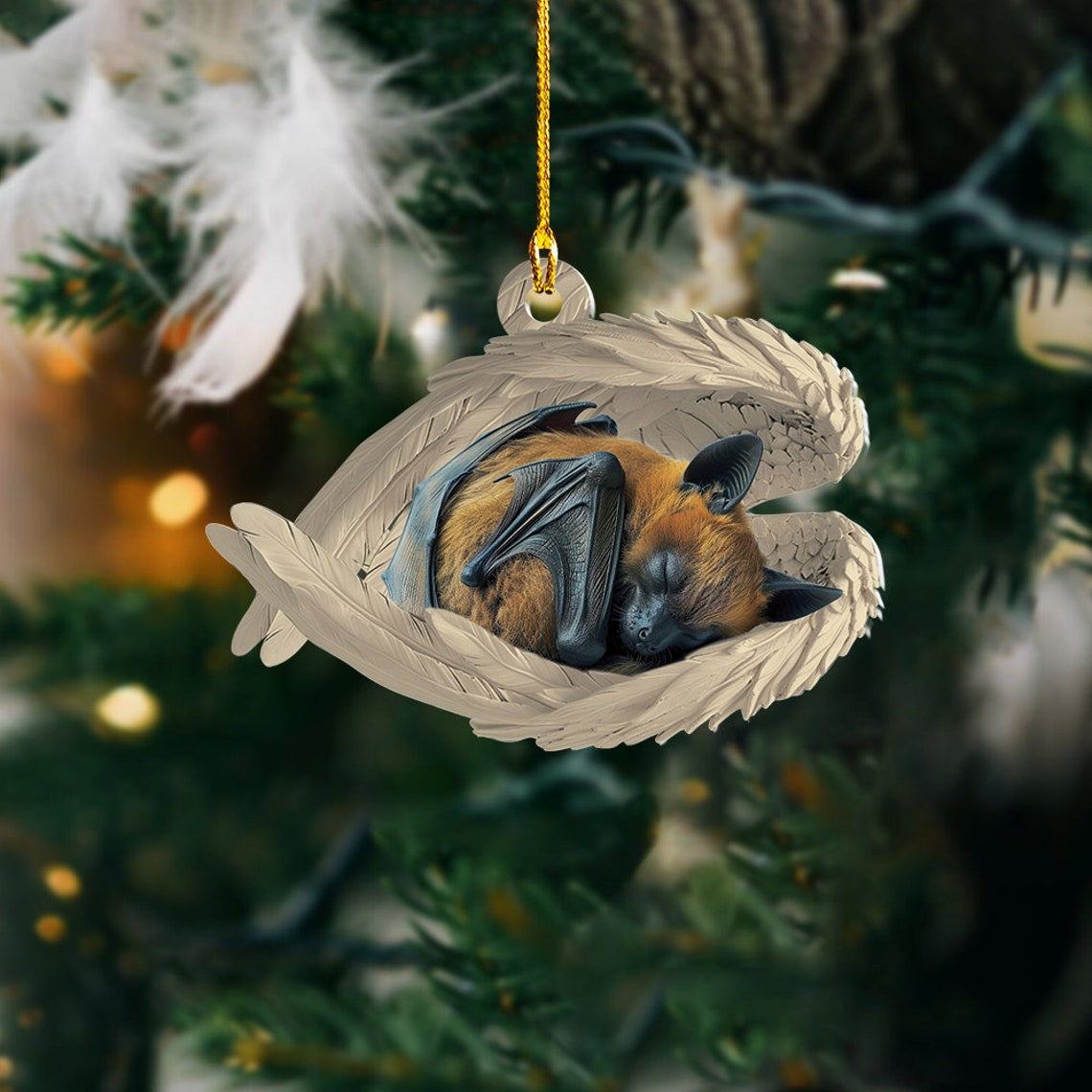 Bat Sleeping Angel Christmas Ornament, Christmas Bat Angel Car Hanging Ornament Gift