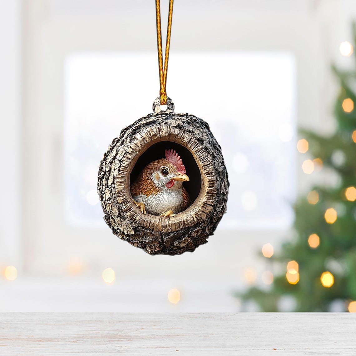 Cute Chicken Hanging Christmas Ornament, Chicken Rearview Mirror Car Ornament Decor Gift