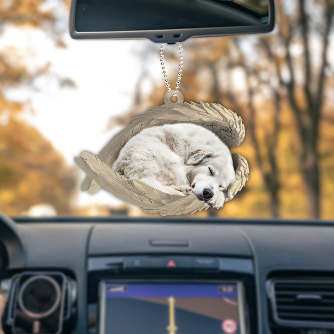 Great Pyrenees Dog Sleeping Angel Wings Ornament, Cute Pyrenees Dog Christmas Ornament Decor