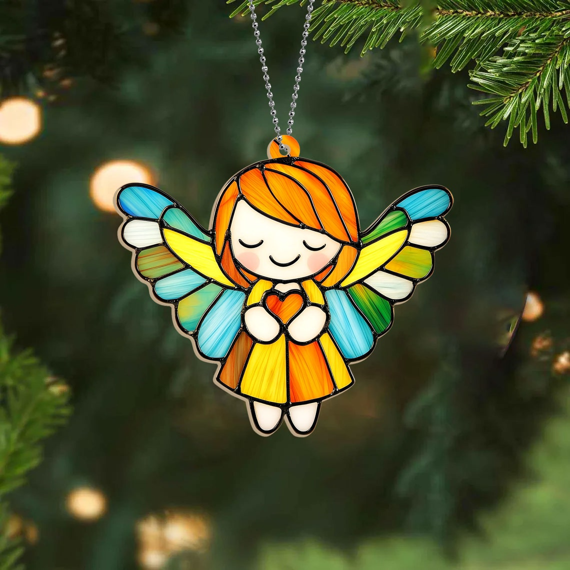 Cute Angel Christmas Window Hanging Suncatcher, Cute Angel Hanging Ornament Home Decor