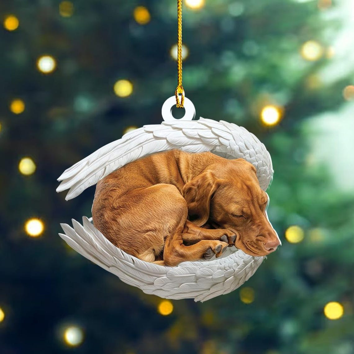 Cute Vizsla Dog Angel Wings Car Ornament, Vizsla Dog Sleeping Angel Ornament Decor Gift