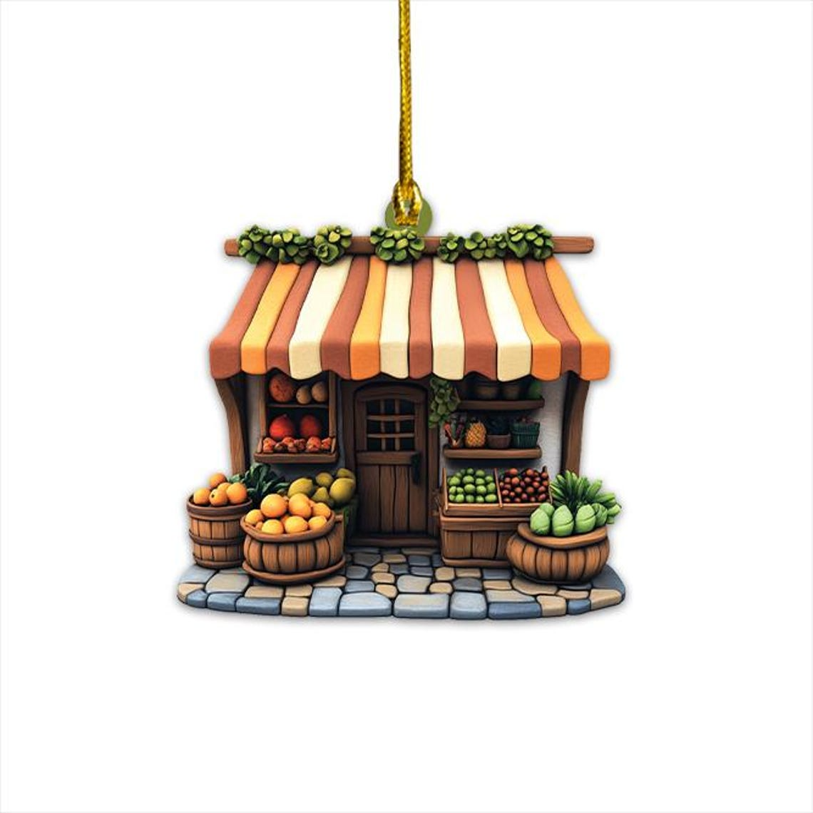 Vegetables Market Christmas Tree Ornament, Christmas Grocery Hanging Ornament Holiday Decor