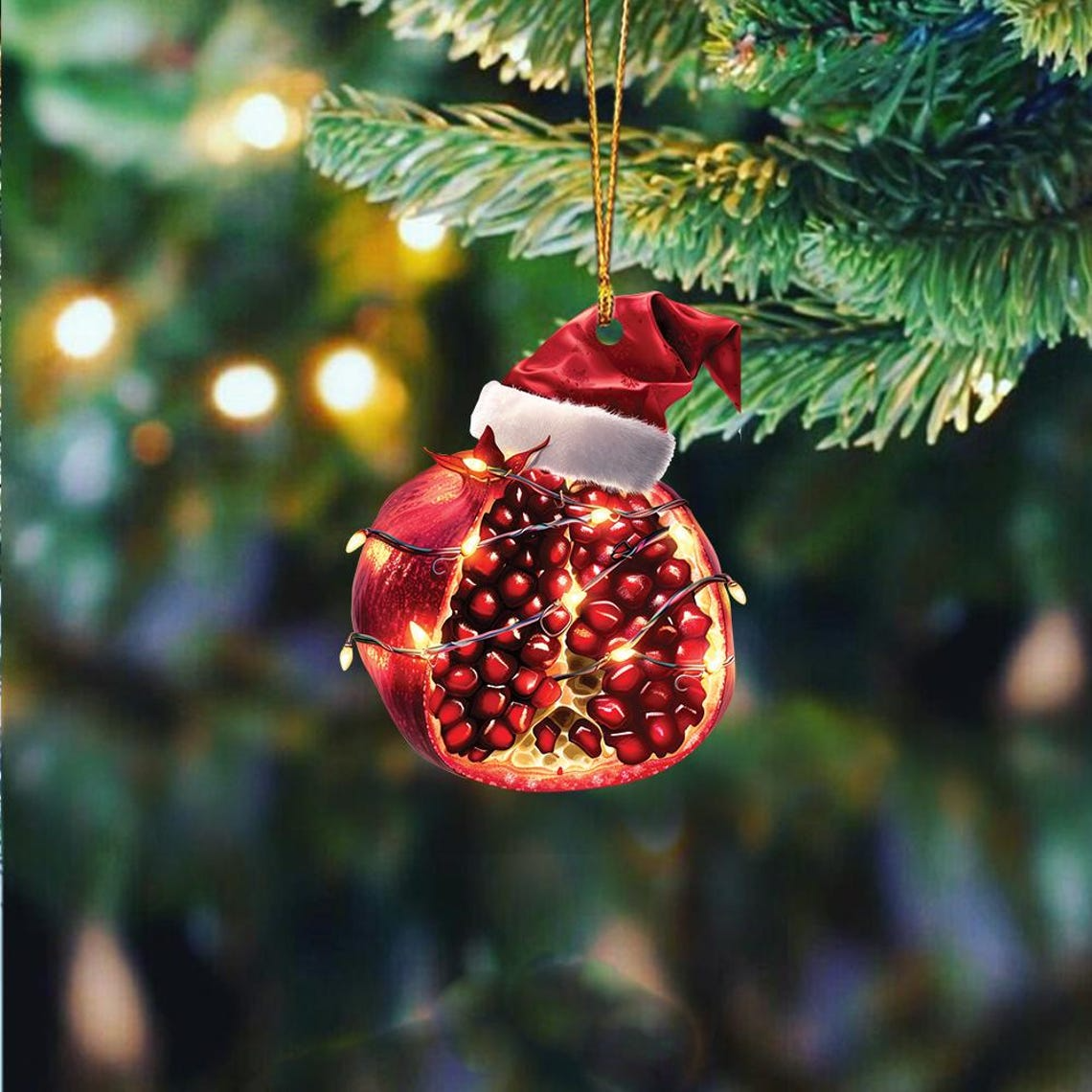 Cute Pomegranate Hanging Christmas Light Ornament, Christmas Pomegranate Car Ornament Decor