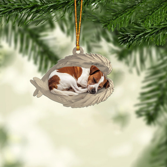 Jack Russell Terrier Dog Sleeping Angel Wings Christmas Ornament Gift, Cute Dog Car Christmas Ornament Decor Holiday