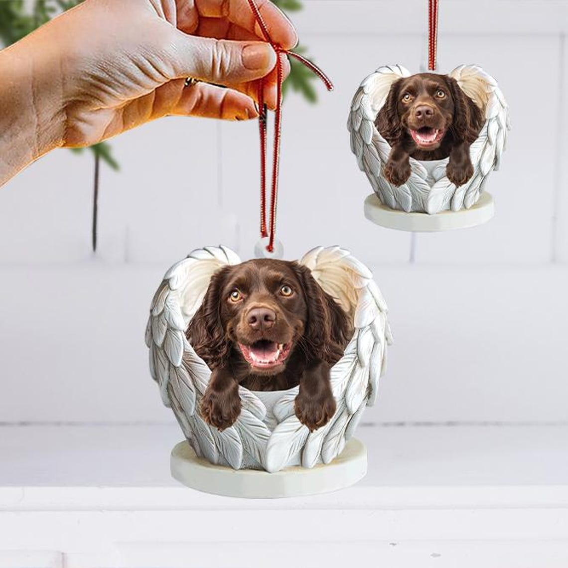 Cute Boykin Spaniel Dog Flat Christmas Ornament, Boykin Spaniel Dog Hanging Ornament Holiday Gift