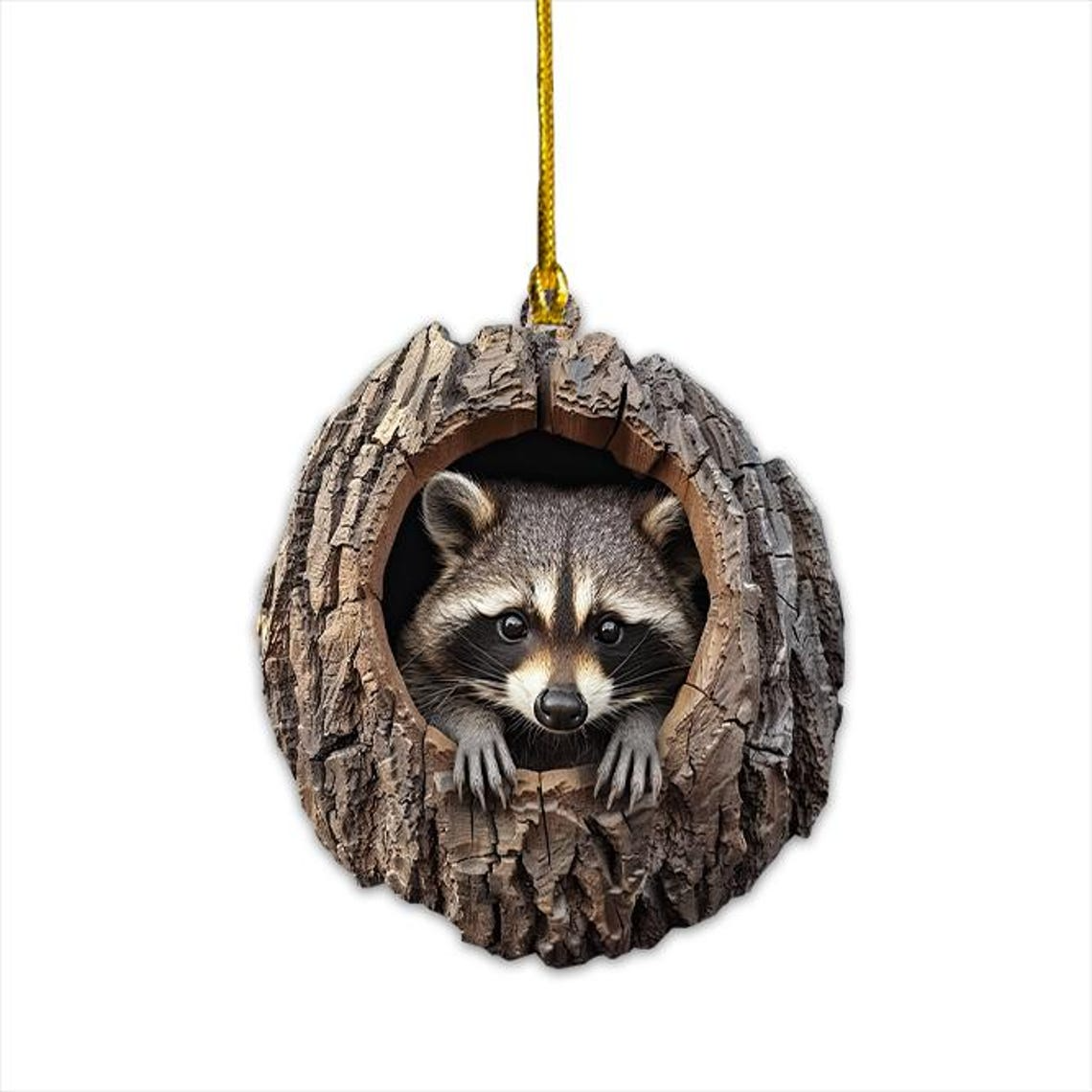 Cute Raccoon Christmas Ornament, Raccoon Rearview Mirror Car Hanging Ornament