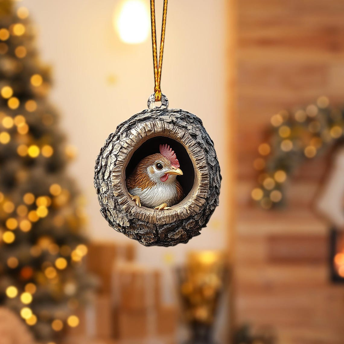 Cute Chicken Hanging Christmas Ornament, Chicken Rearview Mirror Car Ornament Decor Gift