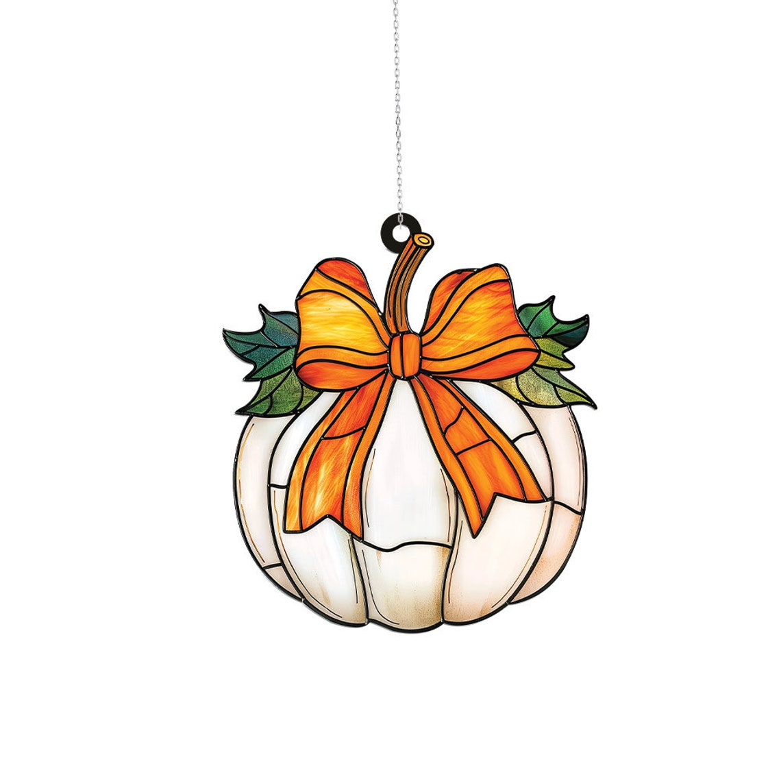 Pumpkin Bow Suncatcher Decor, Halloween Bow Pumpkin Fall Ornament