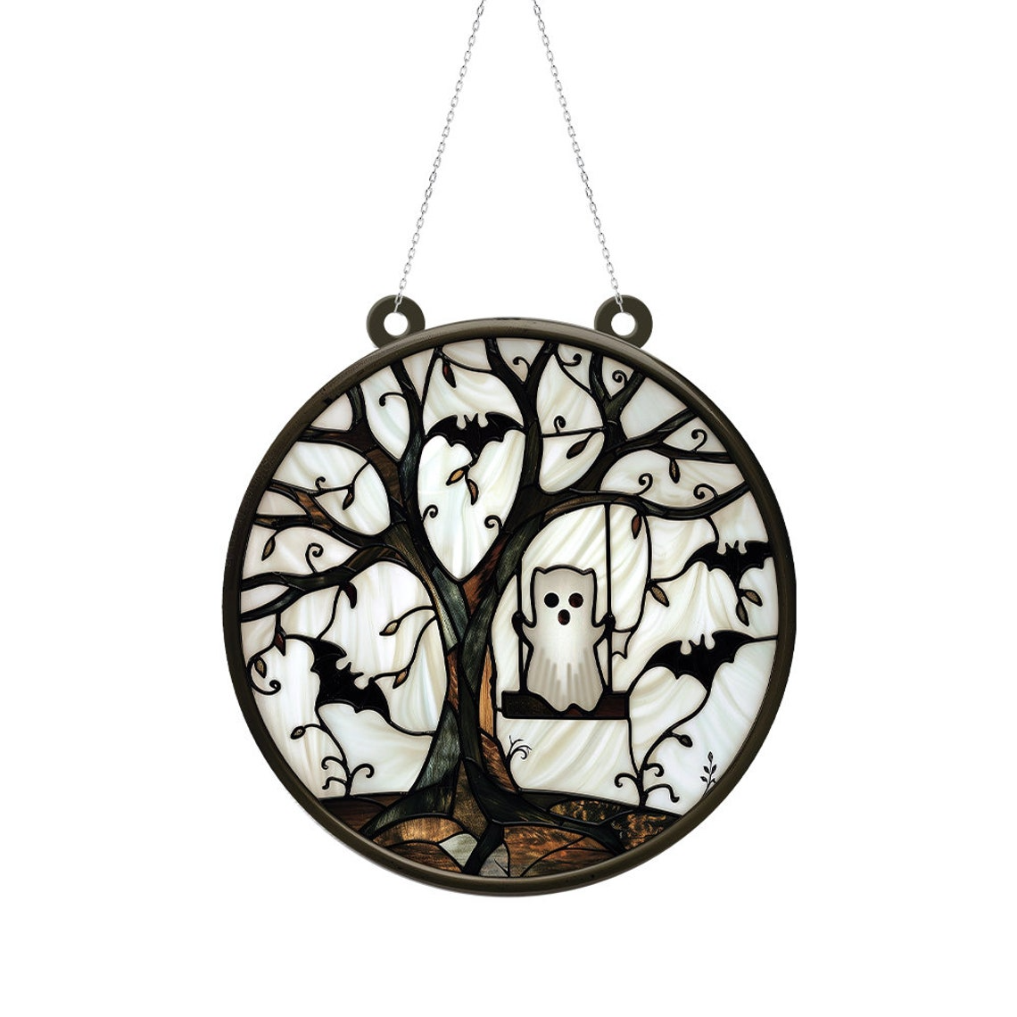 Ghost Halloween Night Window Suncatcher Ornament, Halloween Ghost Ornament Decor