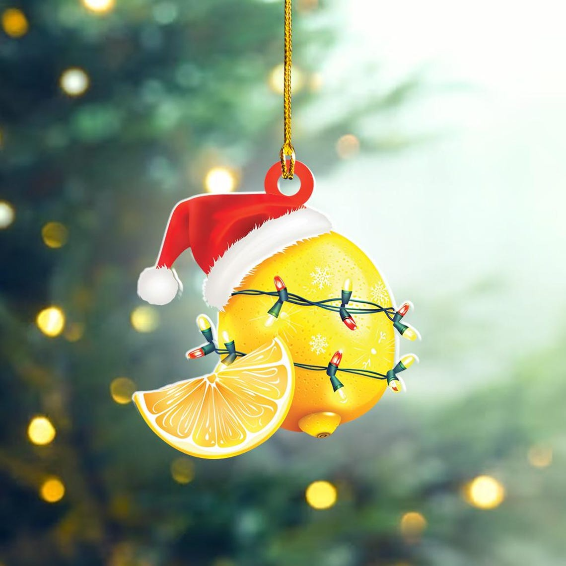 Lovely Lemon Christmas Tree Ornament, Lemon Flat Hanging Ornament Decor Home