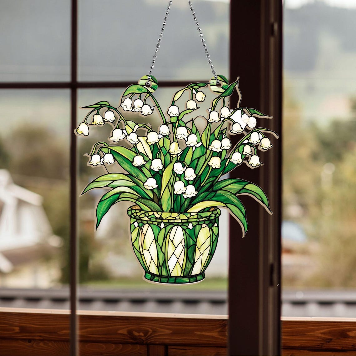 Lily Of The Valley Window Hanging Suncatcher, Tulip Acrylic Window Hanging Art Decor Ornament