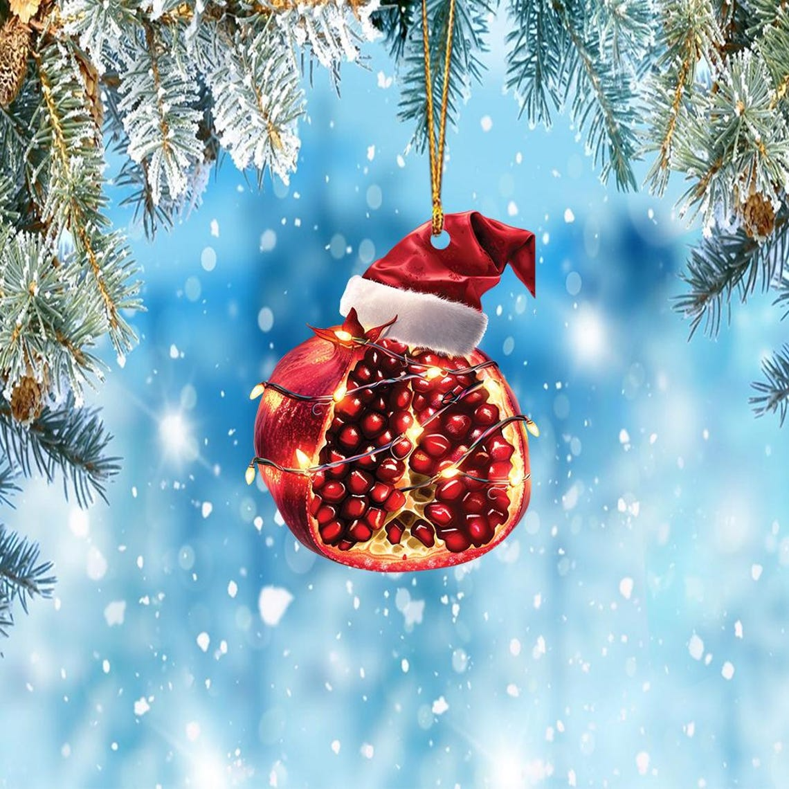 Cute Pomegranate Hanging Christmas Light Ornament, Christmas Pomegranate Car Ornament Decor