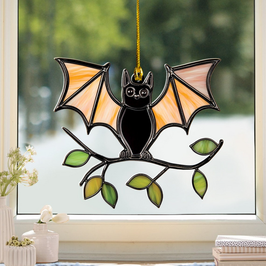 Bat Window Hanging Suncatcher, Halloween Cute Bat Ornament Decor