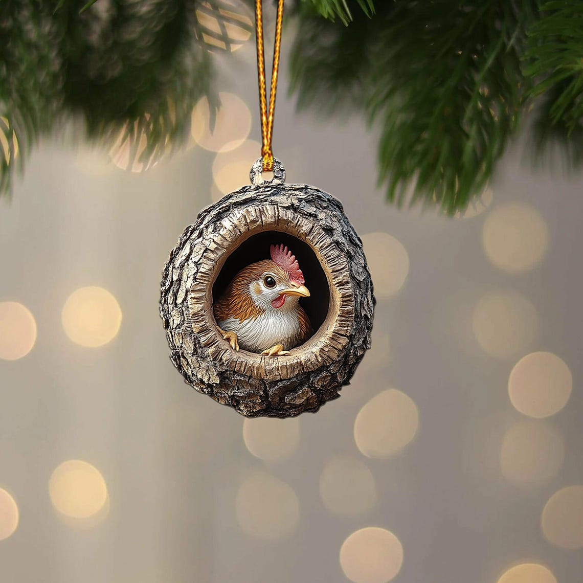 Cute Chicken Hanging Christmas Ornament, Chicken Rearview Mirror Car Ornament Decor Gift