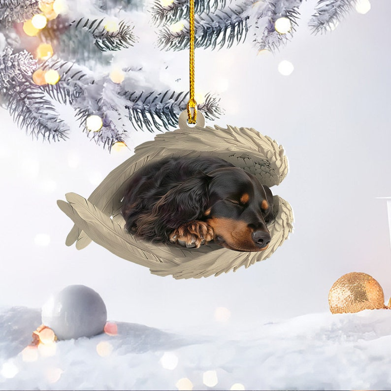 Gordon Setter Dog Sleeping Angel Wings Ornament, Gordon Setter Dog Christmas Ornament