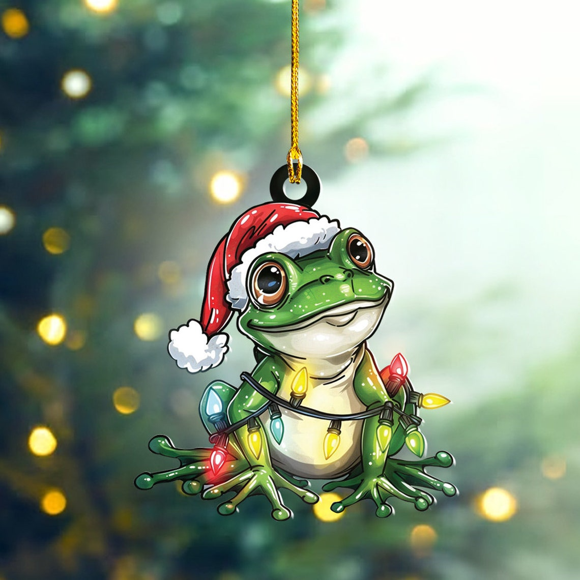 Frog Hanging Christmas Lights Ornament Decor, Frog Christmas Tree Ornament Holiday Gift