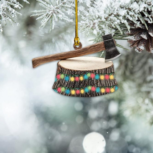 Axe Hanging Christmas Tree Light Ornament, Tree Cutter Christmas Ornament Holiday Decor