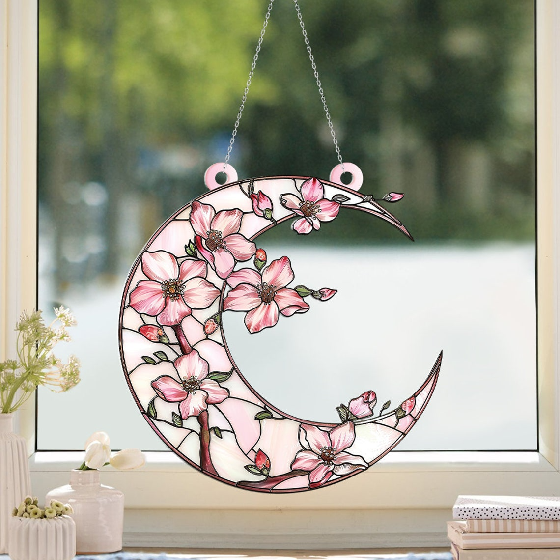 Pretty Sakura Flower Suncatcher, Sakura Flower Window Hanging Decor Ornament