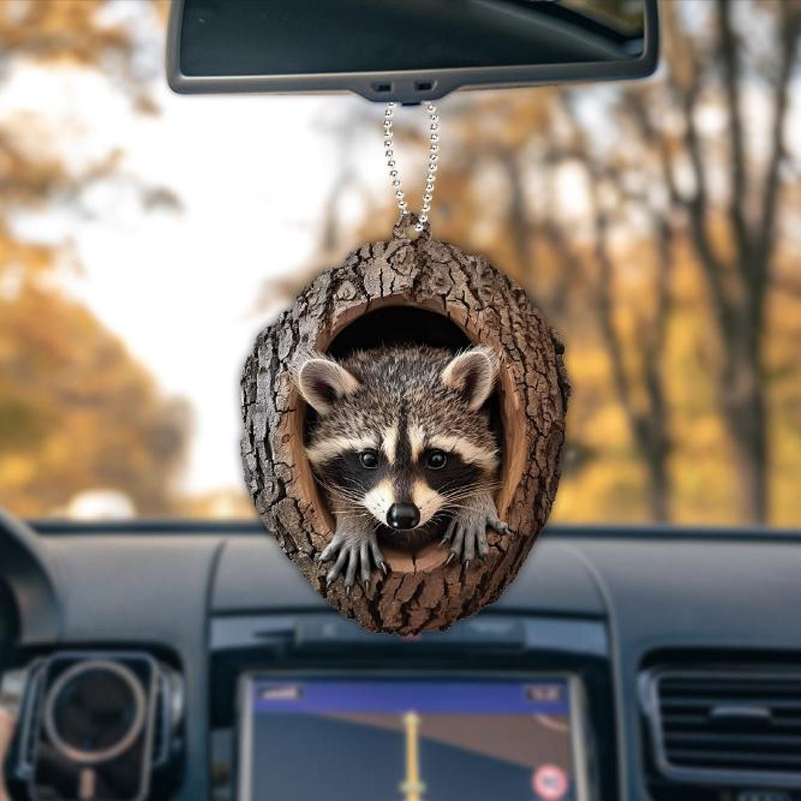 Classic Raccoon Christmas Ornament, Raccoon Rearview Mirror Car Christmas Ornament Decor Home