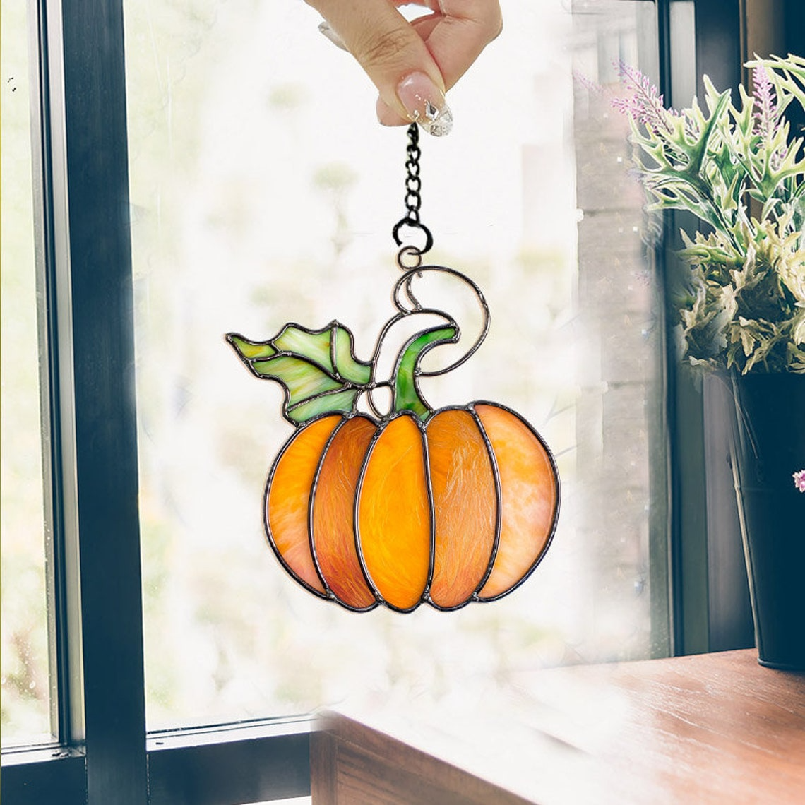 Halloween Pumpkin Hanging Suncatcher, Halloween Pumpkin Home Decor