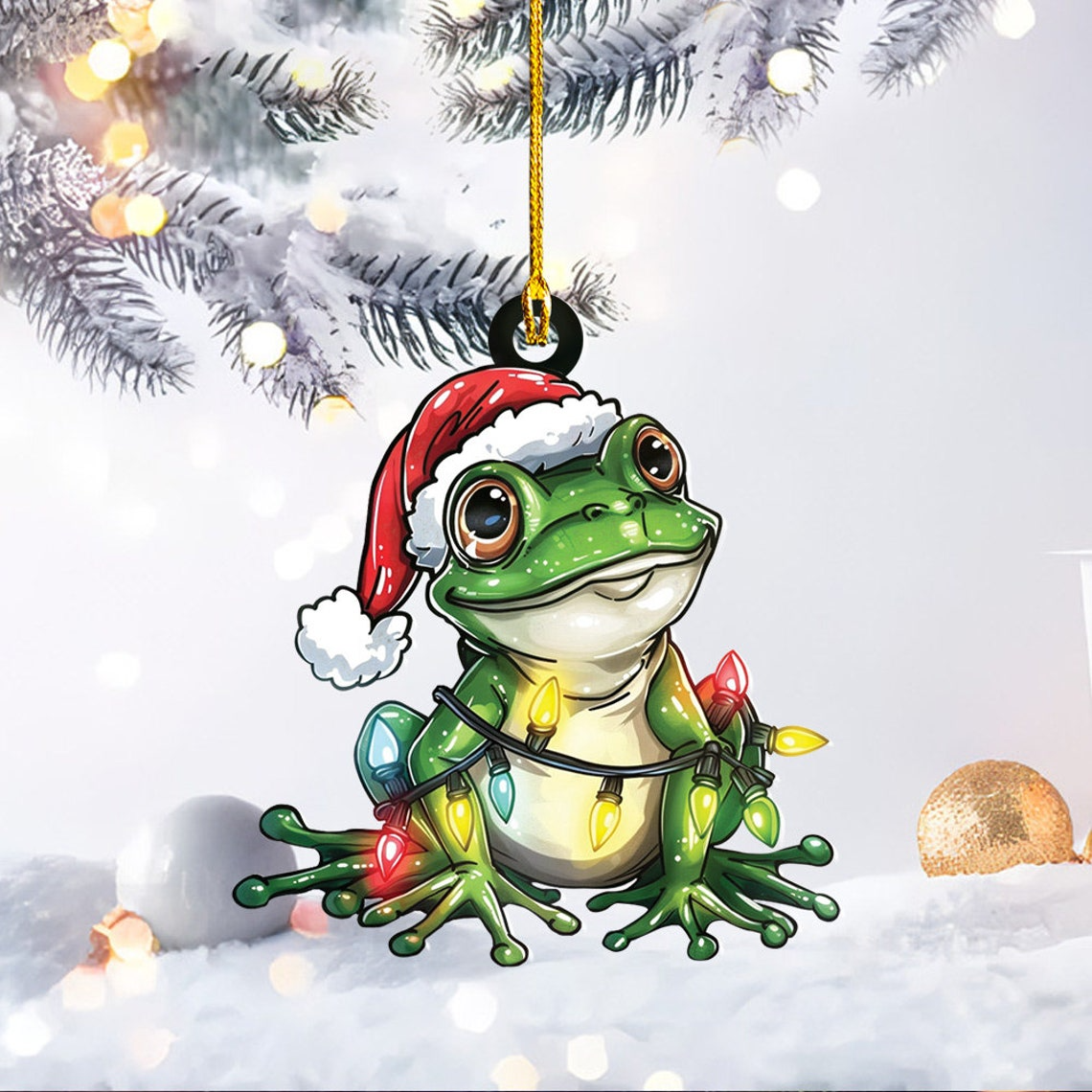 Frog Hanging Christmas Lights Ornament Decor, Frog Christmas Tree Ornament Holiday Gift