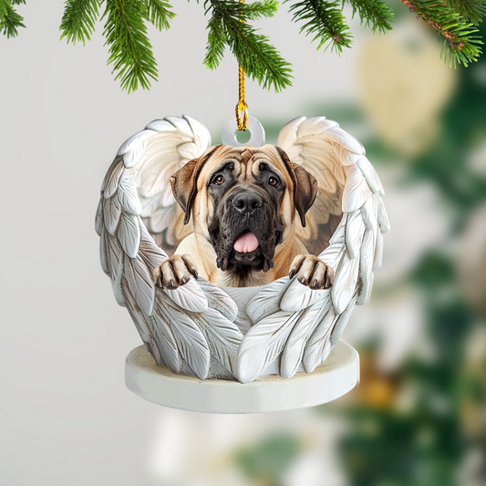 English Mastiff Dog Angel Wings Ornament Gift, English Mastiff Dog Hanging Christmas Ornament