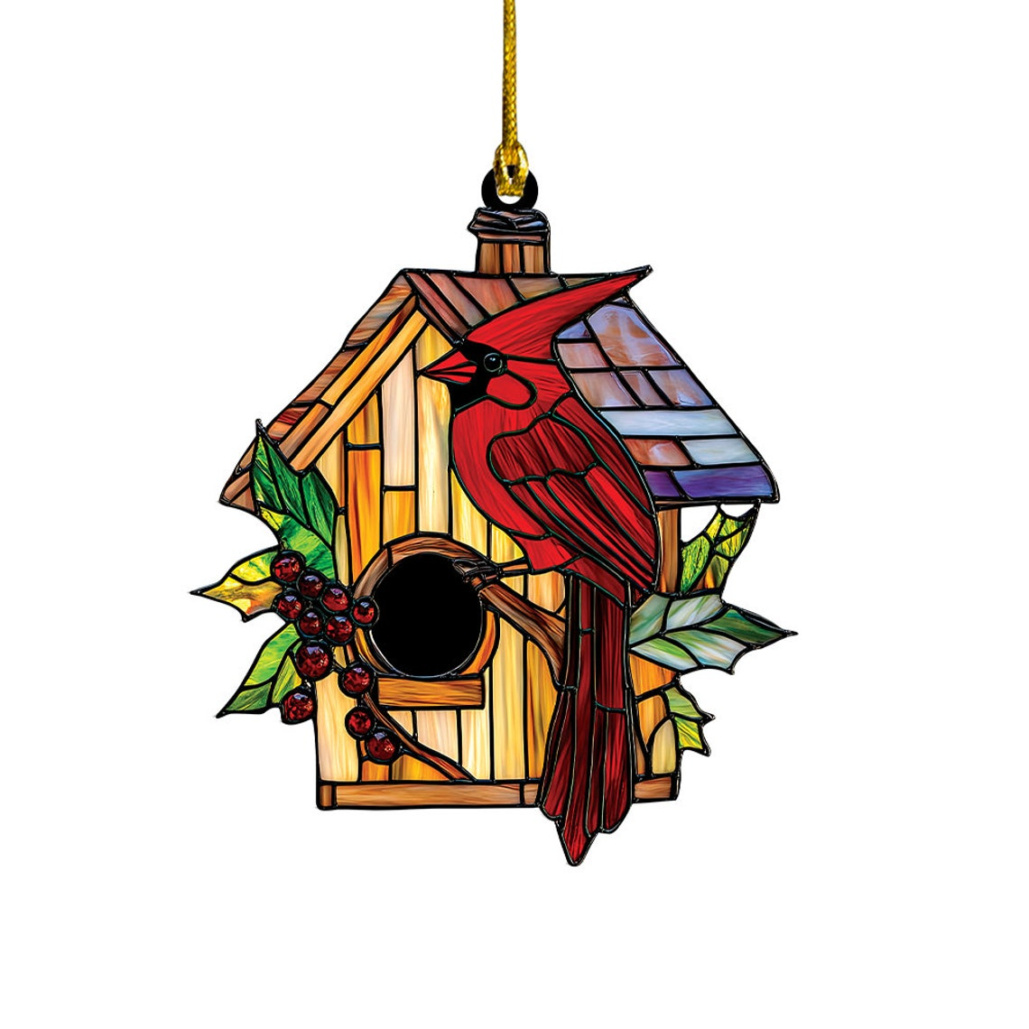 Cardinal Window Suncatcher Ornament, Cardinal Winter Ornament Decor