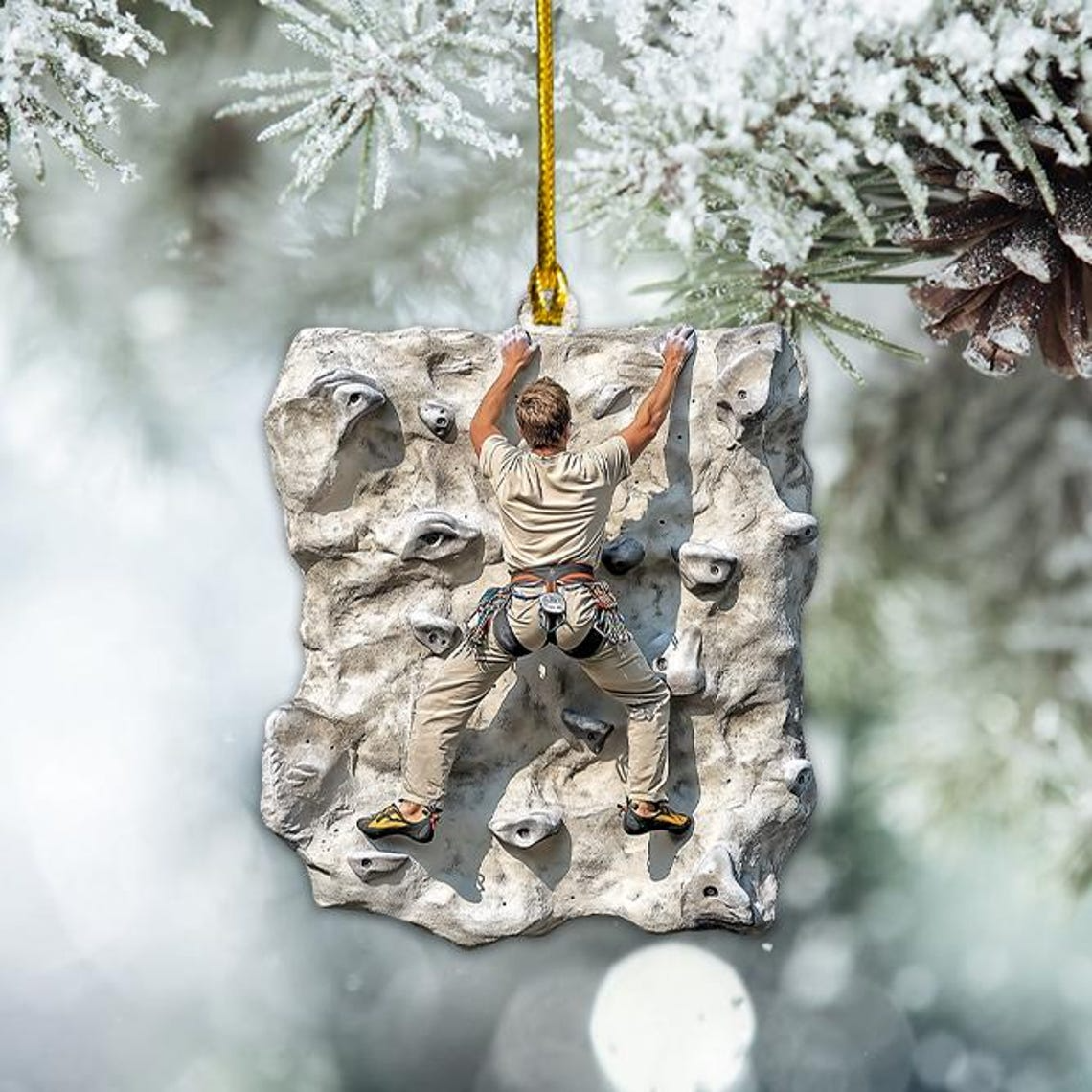 Mountain Climbing Flat Christmas Ornament, Christmas Rock Climbing Hanging Decor Ornament