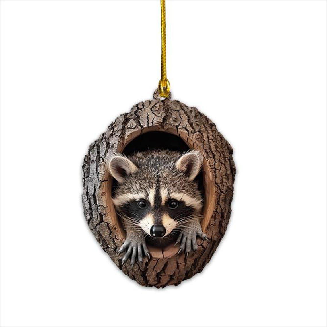 Classic Raccoon Christmas Ornament, Raccoon Rearview Mirror Car Christmas Ornament Decor Home