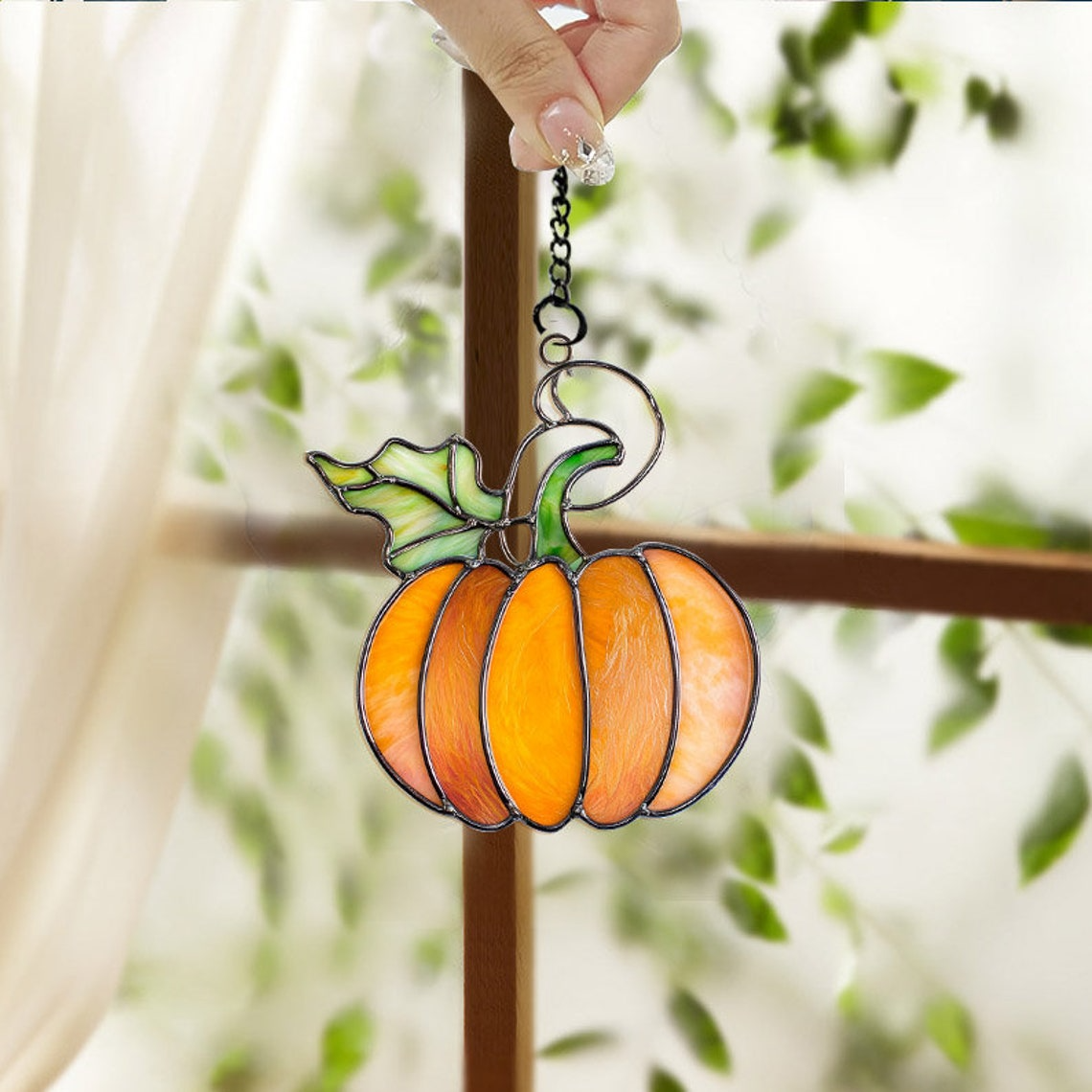 Halloween Pumpkin Hanging Suncatcher, Halloween Pumpkin Home Decor