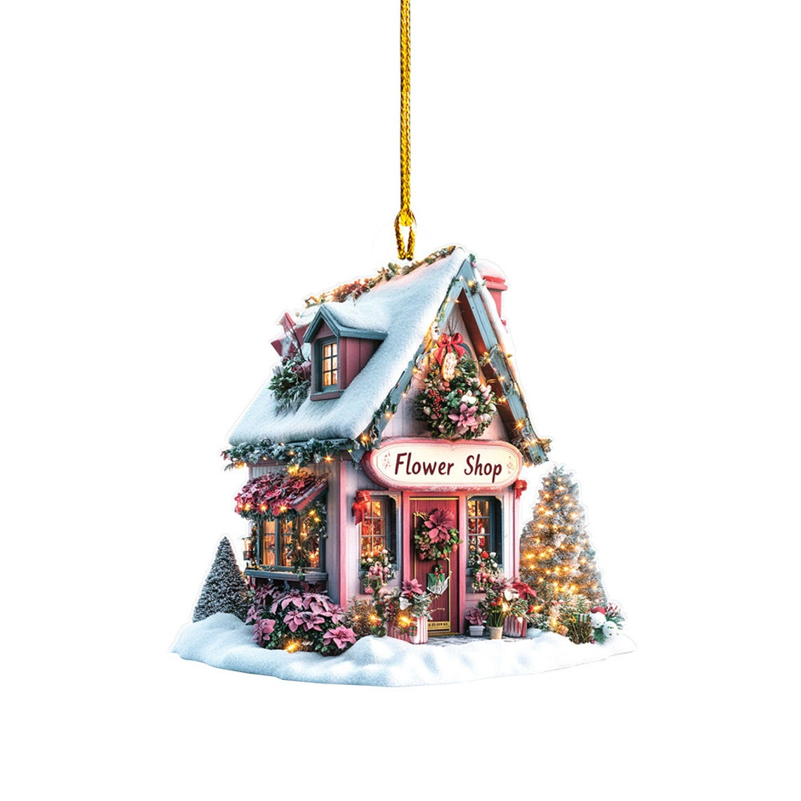 Cute Flower Shop Hanging Christmas Ornament, Flower Shop Christmas Ornament Decor Gift