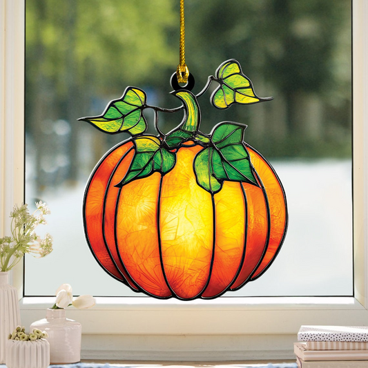 Pumpkin Suncatcher Ornament, Halloween Vintage Pumpkin Home Decor Gift