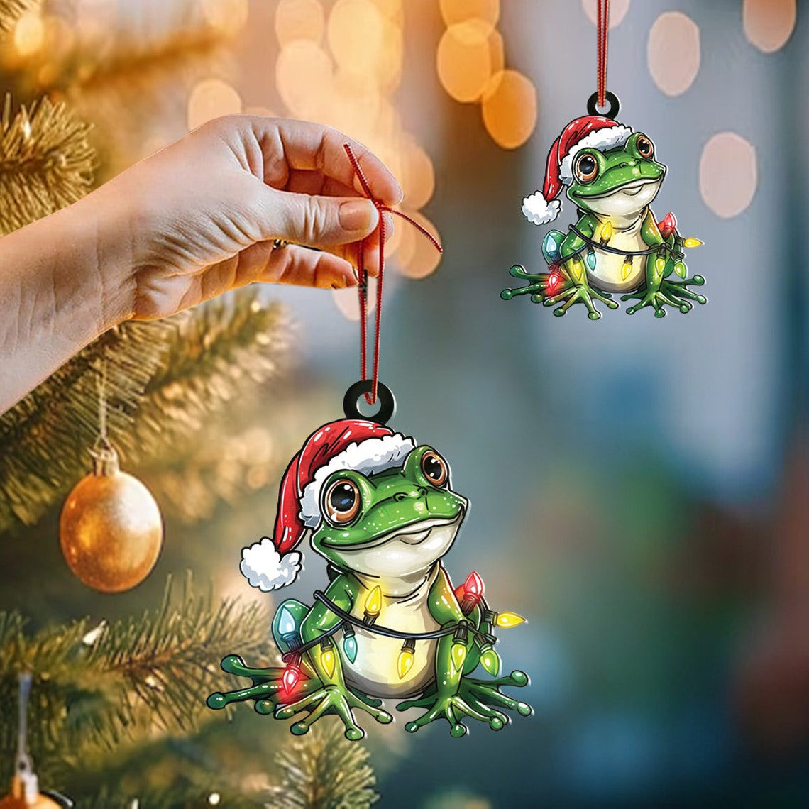 Frog Hanging Christmas Lights Ornament Decor, Frog Christmas Tree Ornament Holiday Gift