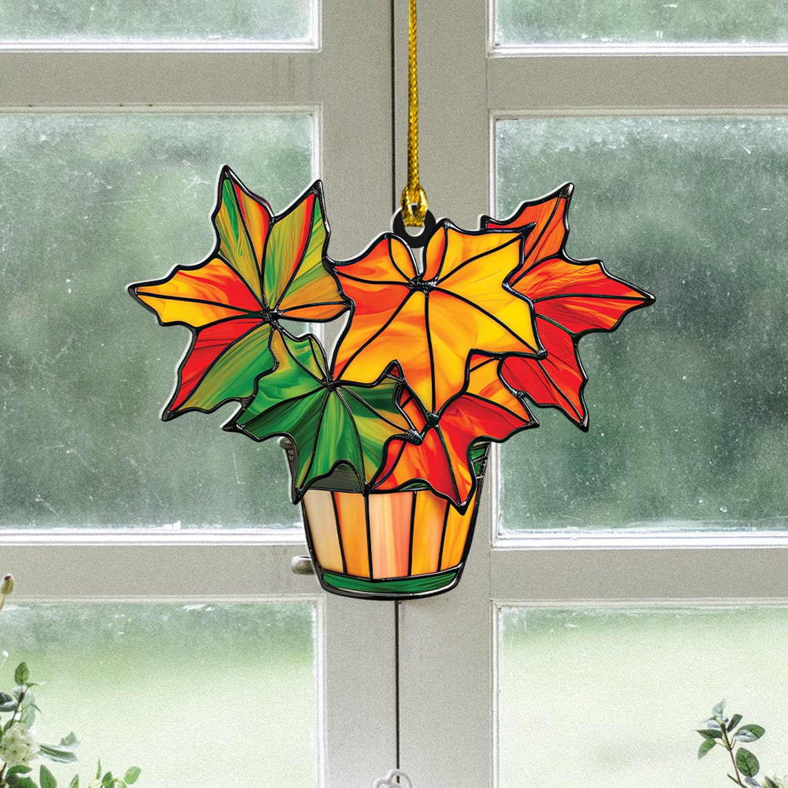 Autumn Leaf Suncatcher, Maple Autumn Leaf Hanging Window Home Decor