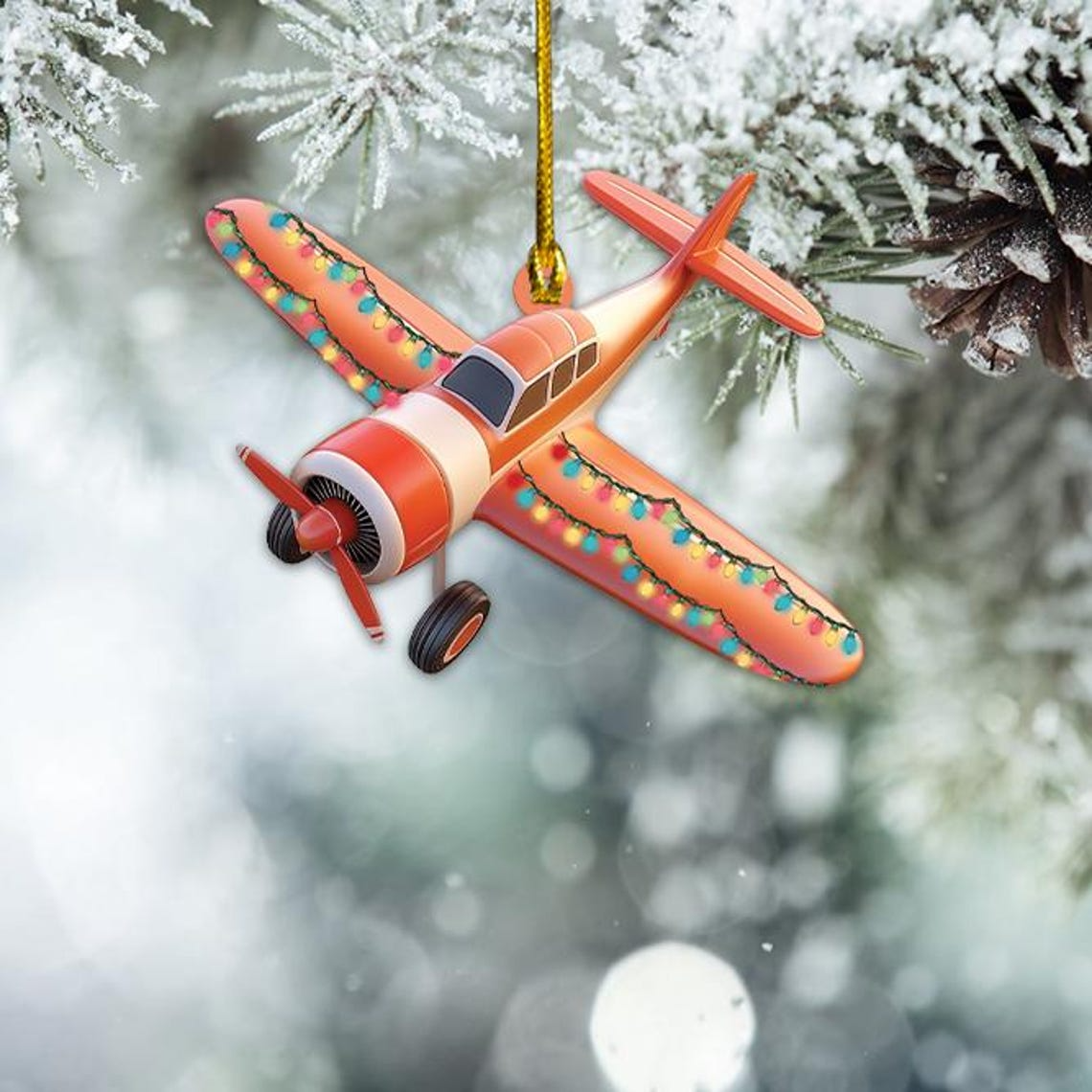 Airplane Christmas Tree Light Ornament, Christmas Cabin Crew Ornament Decor Holiday Gift