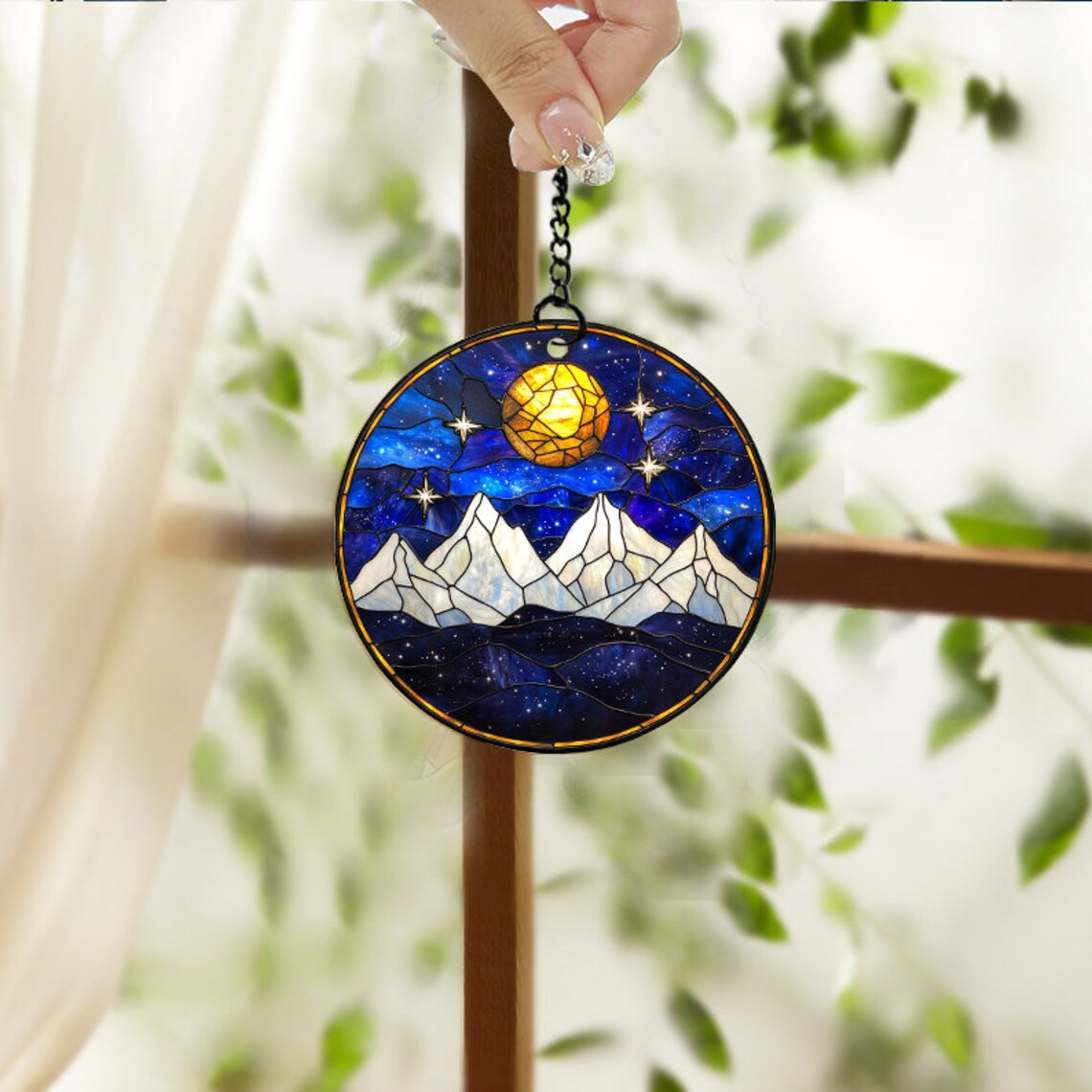 Night Court Hanging Window Suncatcher, Night Sky Ornament Home Decor