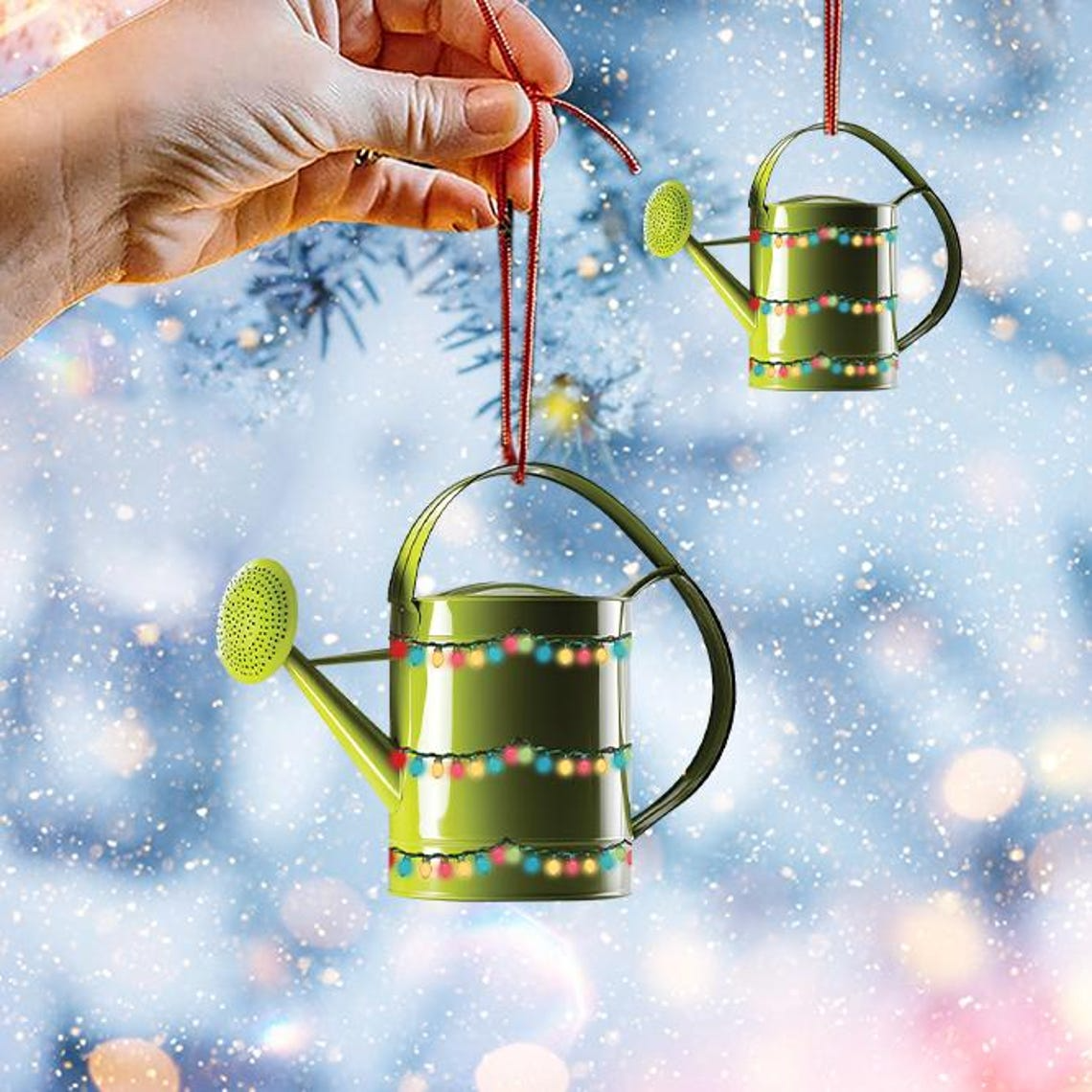 Cute Watering Can Christmas Ornament, Christmas Gardening Hanging Ornament Decor Holiday