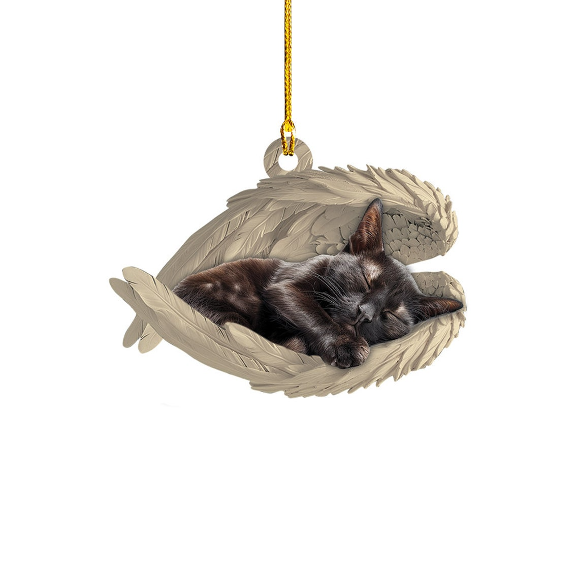 Bombay Cat Sleeping Angel Ornament Gift, Bombay Cat Angel Wings Ornament Christmas Decor