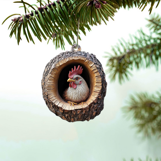 Cute Rooster Hanging Christmas Decor Ornament, Christmas Rooster Rearview Mirror Car Ornament Gift