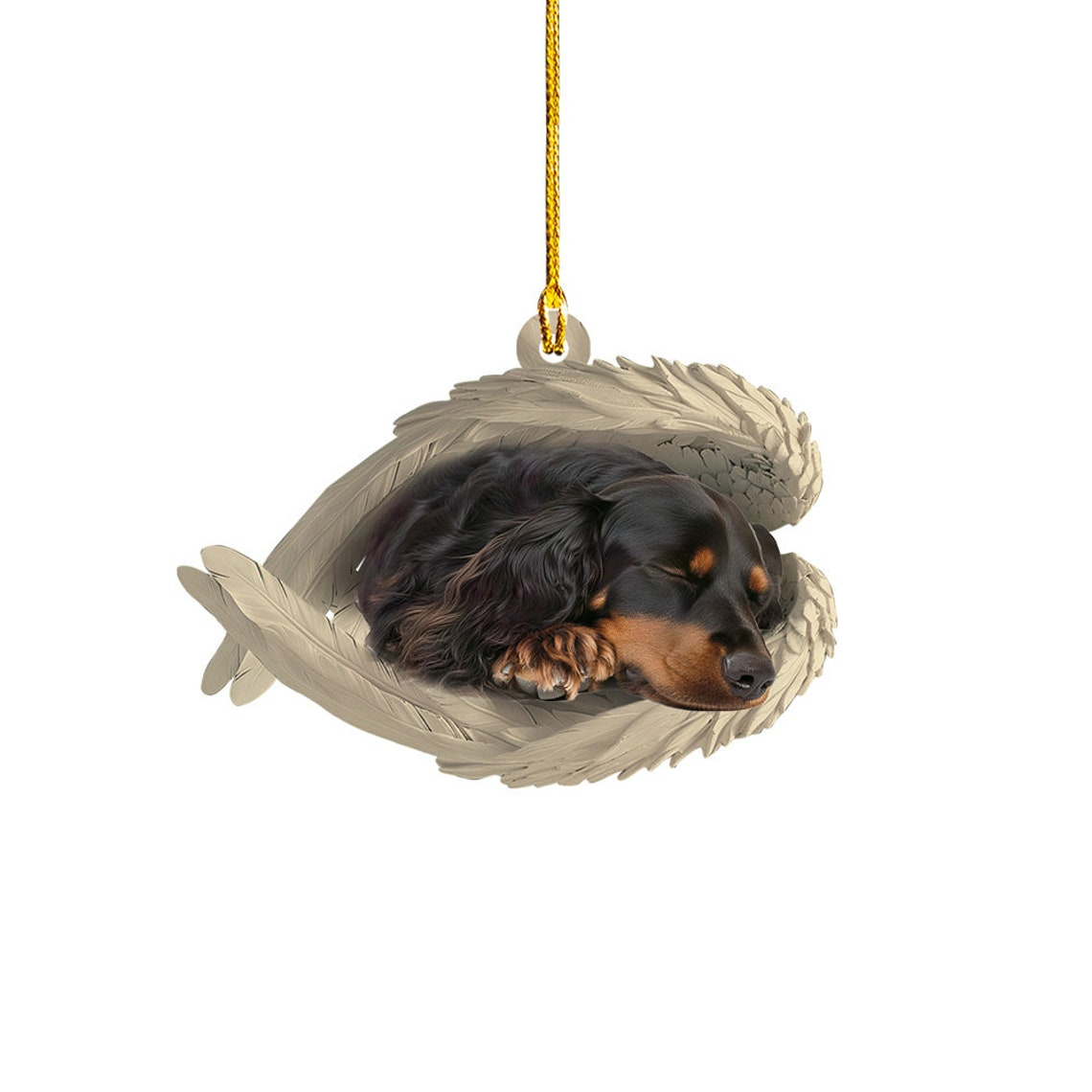 Gordon Setter Dog Sleeping Angel Wings Ornament, Gordon Setter Dog Christmas Ornament