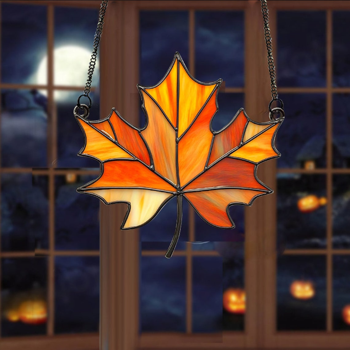 Vintage Autumn Leaf Suncatcher, Maple Autumn Leaf Classic Suncatcher Ornament