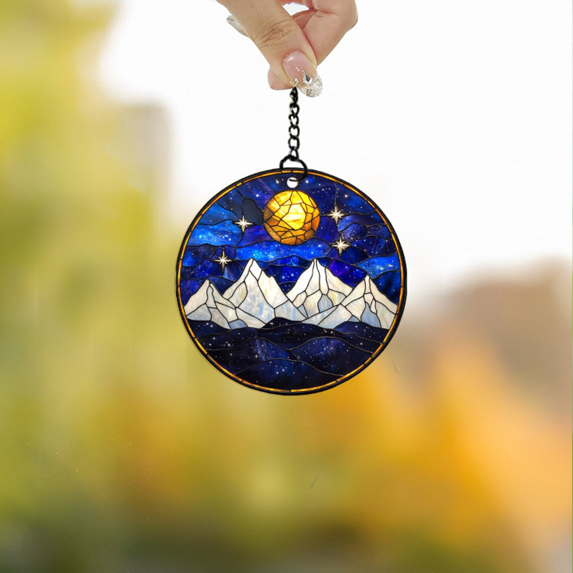 Night Court Hanging Window Suncatcher, Night Sky Ornament Home Decor