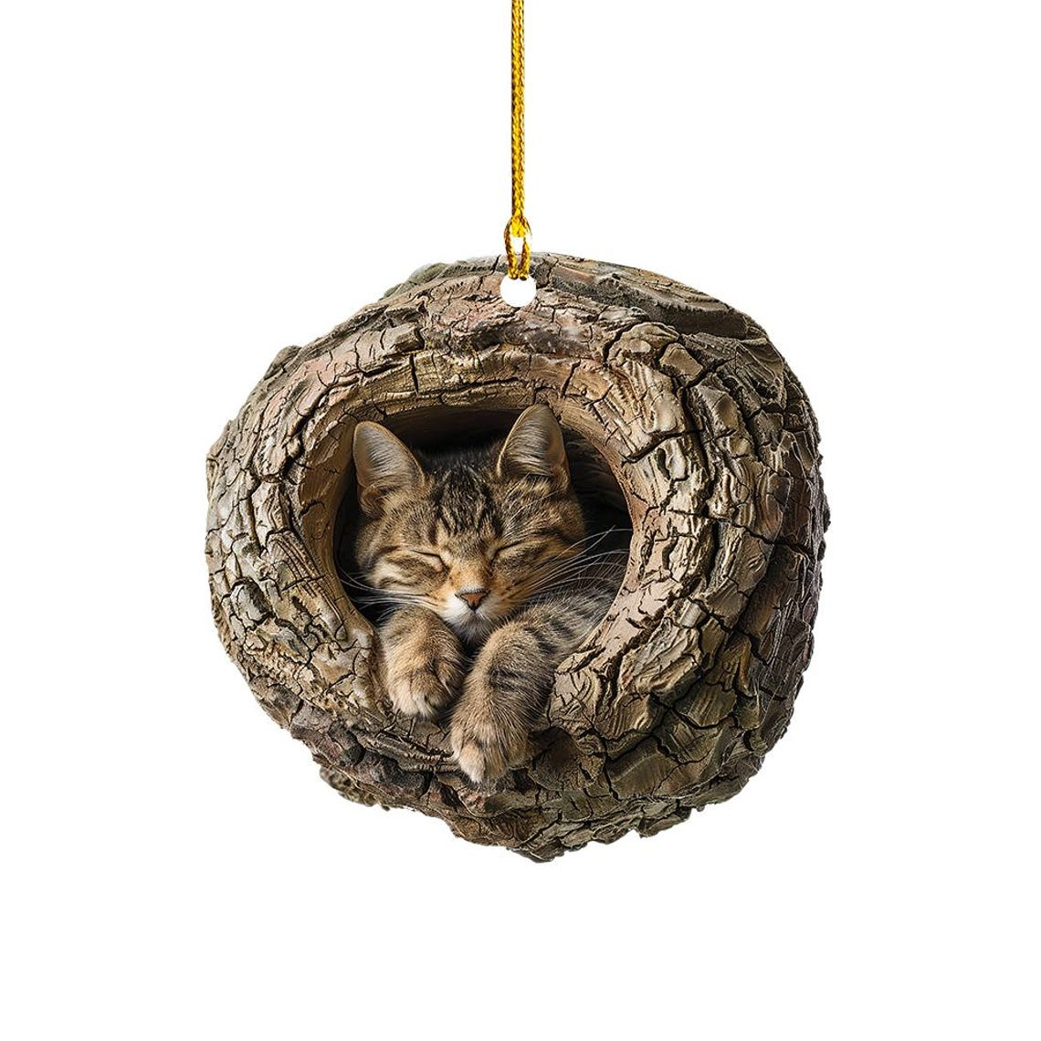 Cute Cat Sleeping Christmas Ornament, Cat Hanging Ornament Holiday Decor Gift