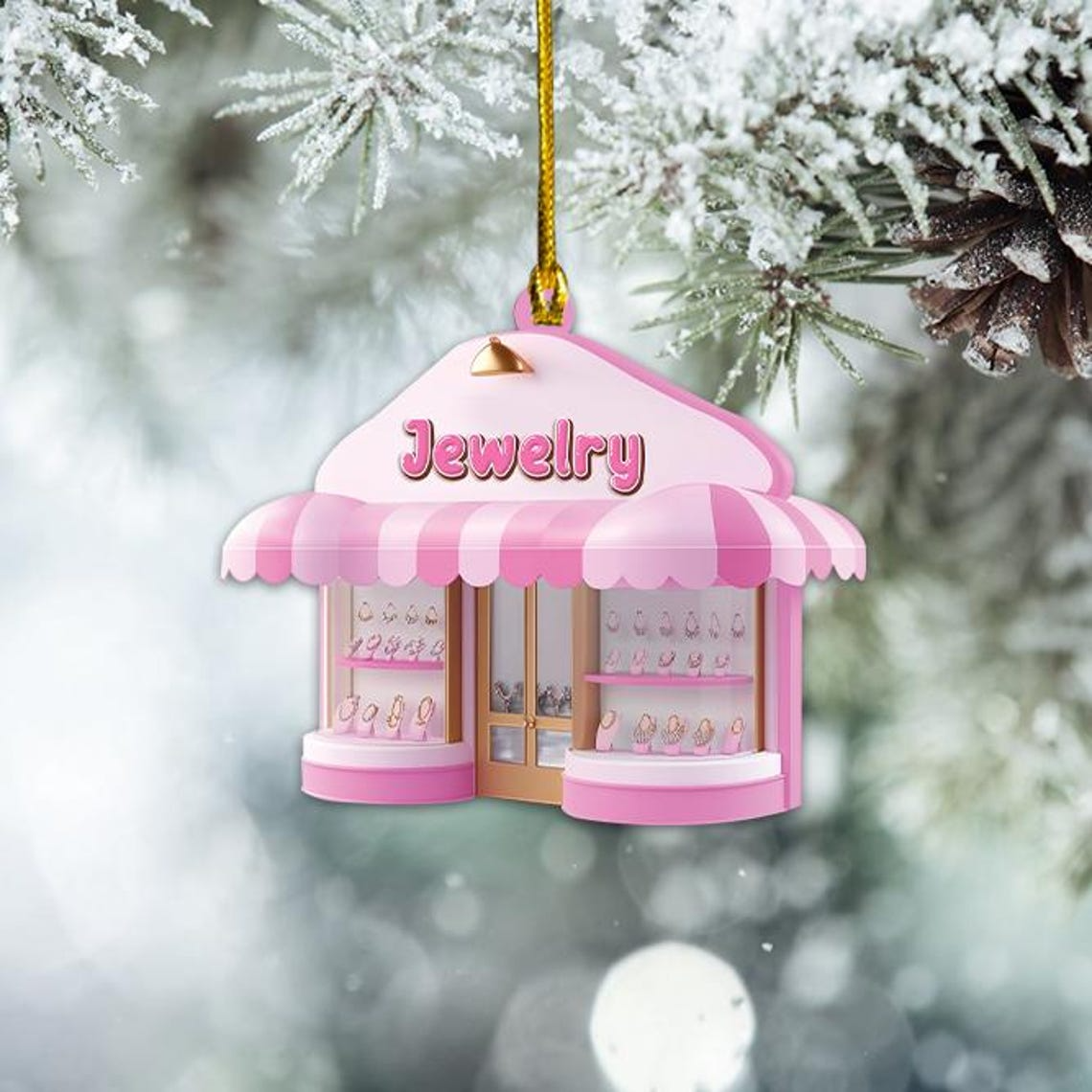 Jewelry Store Christmas Tree Ornament, Cute Jewelry Shop Window Ornament Decor Gift