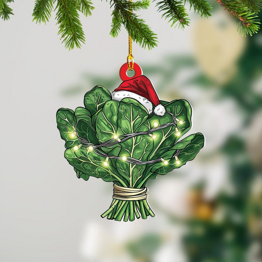 Spinach Hanging Christmas Tree Ornament Decor, Christmas Spinach Flat Hanging Ornament Decor