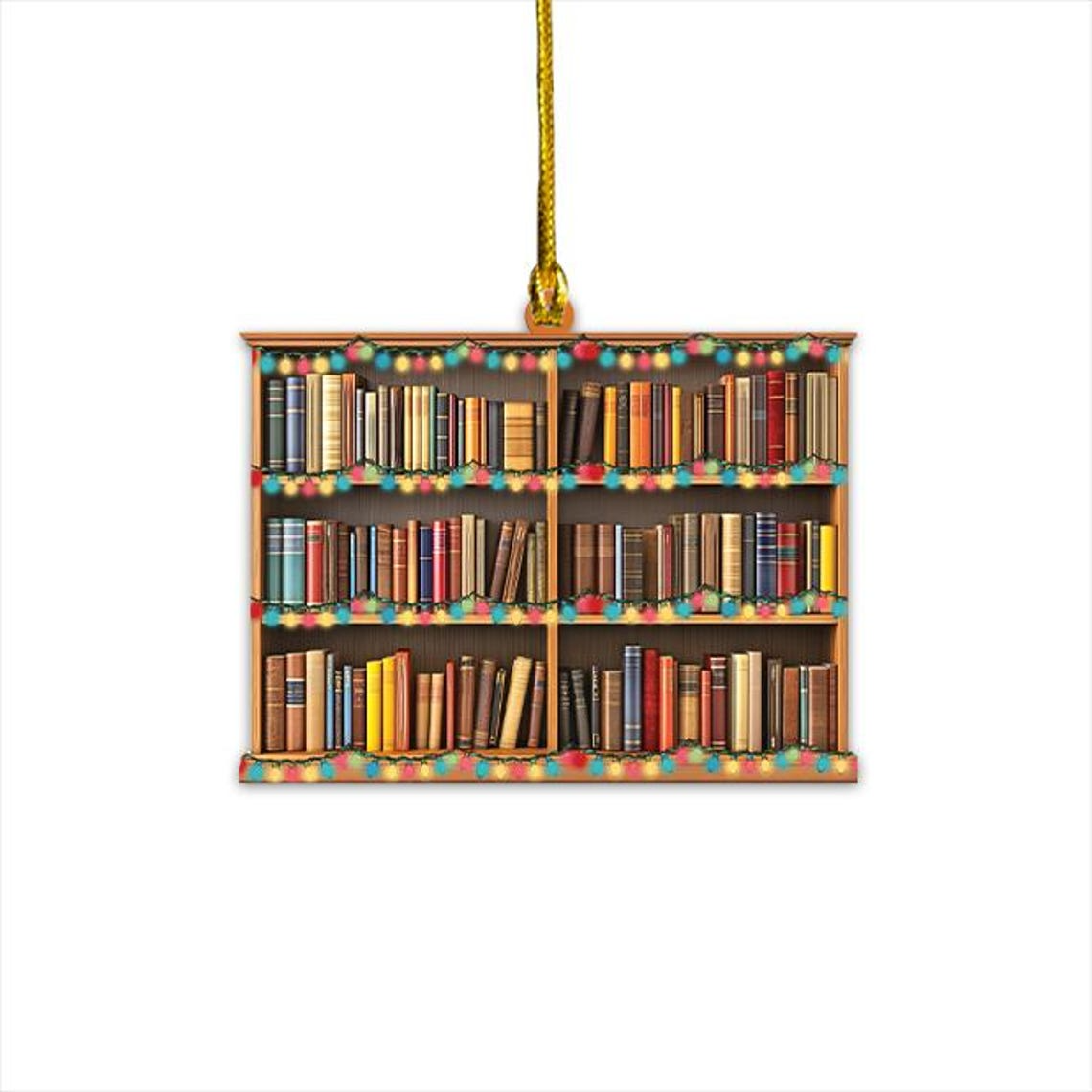 Christmas Bookshelf Hanging Ornament Gift, Reading Books Christmas Ornament Decor Holiday