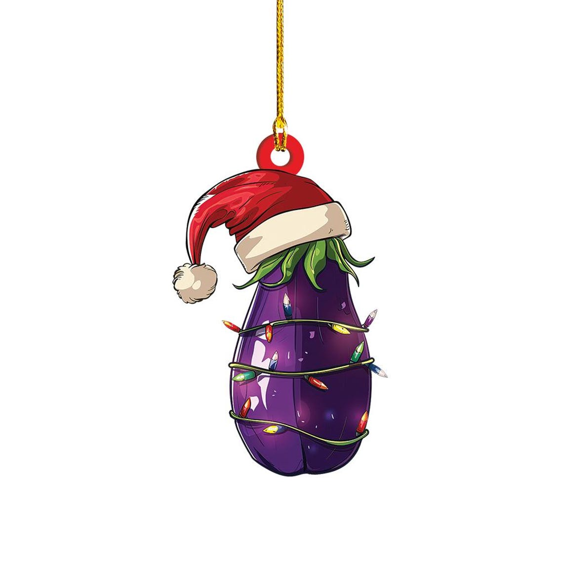 Cute Eggplant Christmas Light Ornament, Christmas Eggplant Flat Hanging Ornament Decor