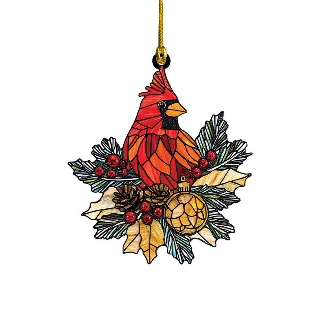 Cardinals Suncatcher Ornament, Cardinals Christmas Ornament Decor