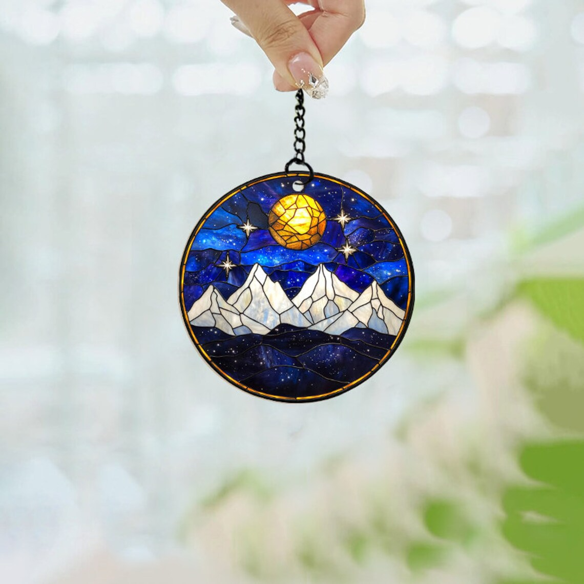 Night Court Hanging Window Suncatcher, Night Sky Ornament Home Decor