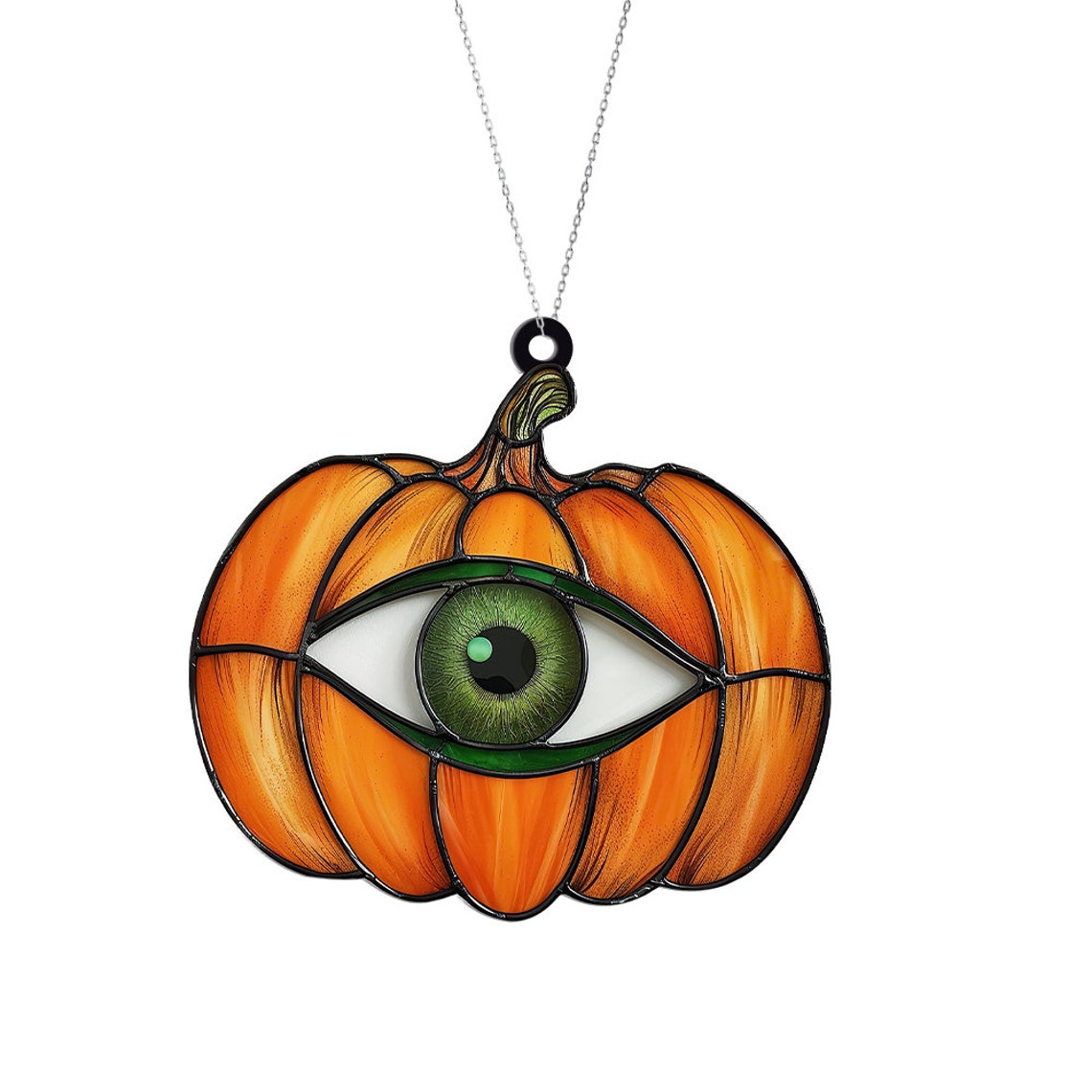 Pumpkin with Eye Suncatcher Ornament, Halloween Pumpkin Fall Ornament Decor